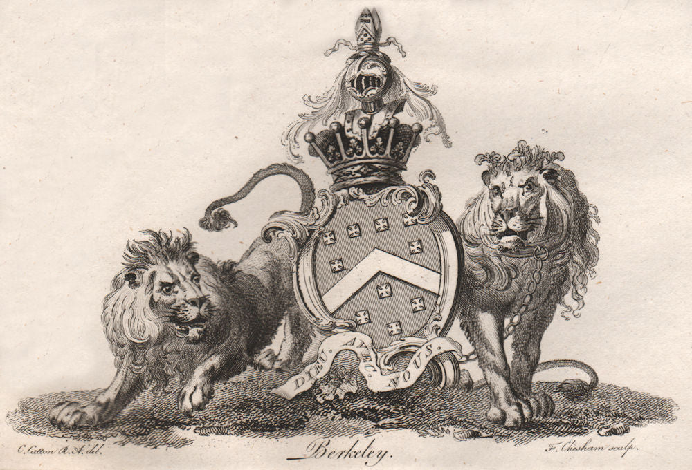 BERKELEY. Coat of Arms. Heraldry 1790 old antique vintage print picture